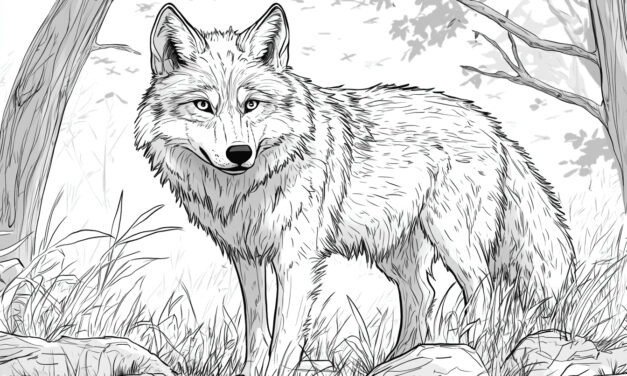 Wolf steht im Wald