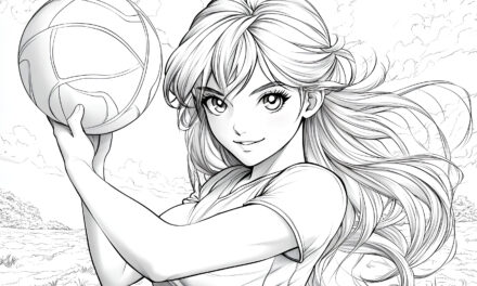 Manga Mädchen spielt Volleyball