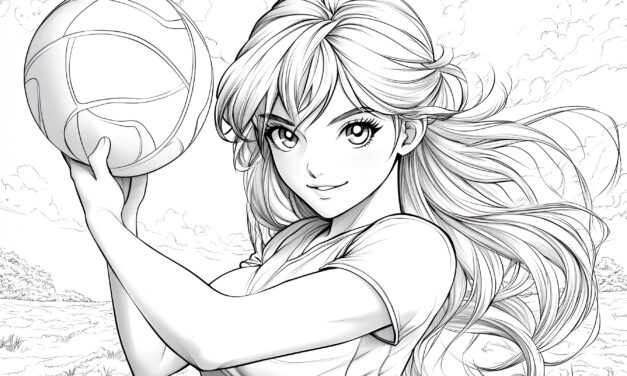 Manga Mädchen spielt Volleyball