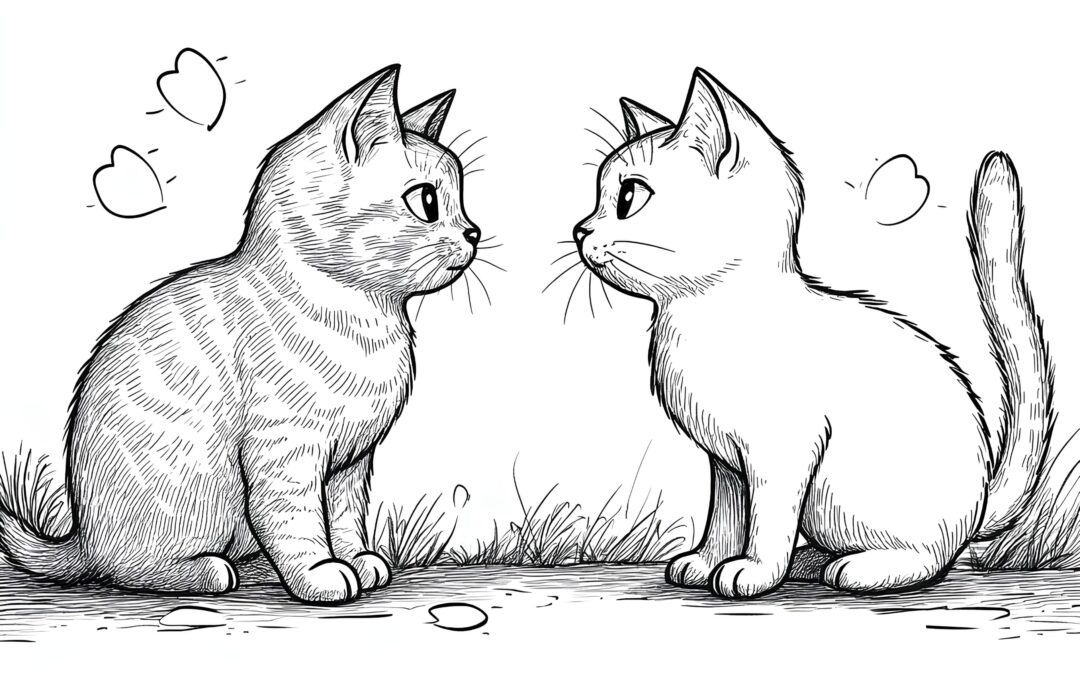 Cats in Love Look at Each Other