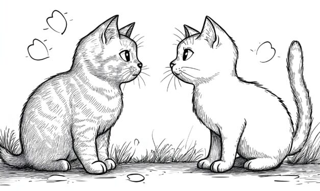 Verliebte Katzen schauen sich an