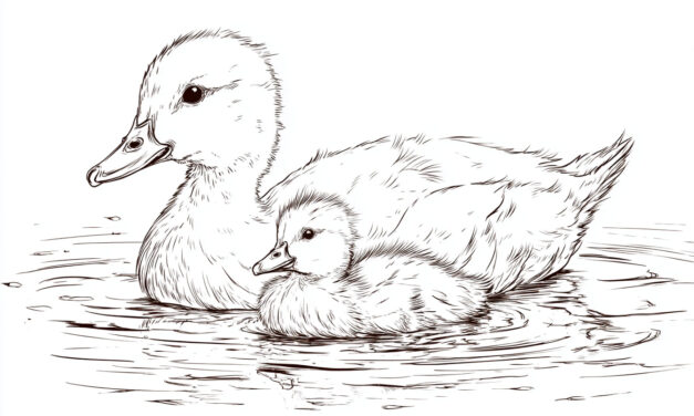 Kleine Ente mit Mutter