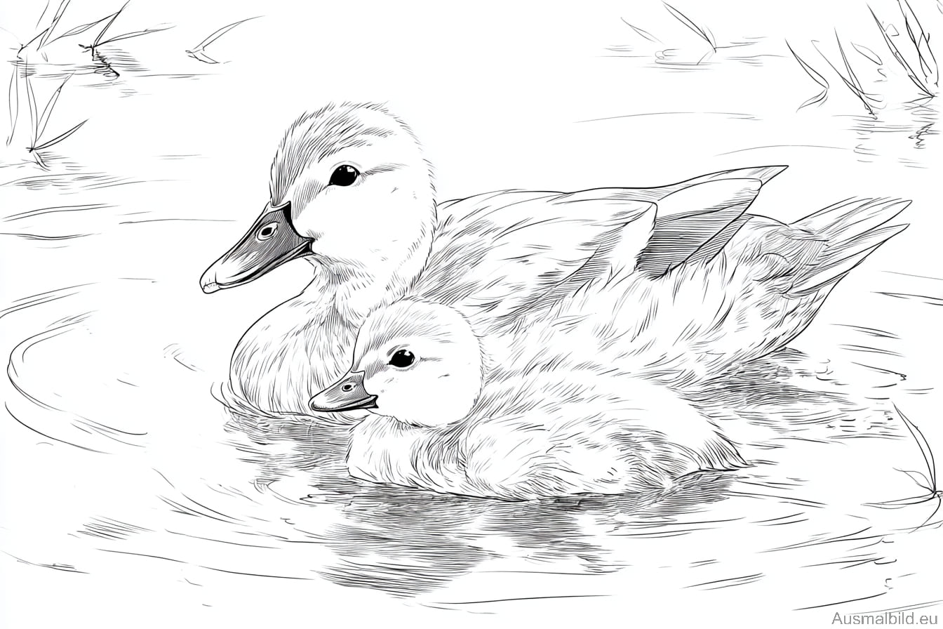 Baby duck with mother Baby duck with mother