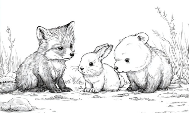 Babytiere spielen im Wald