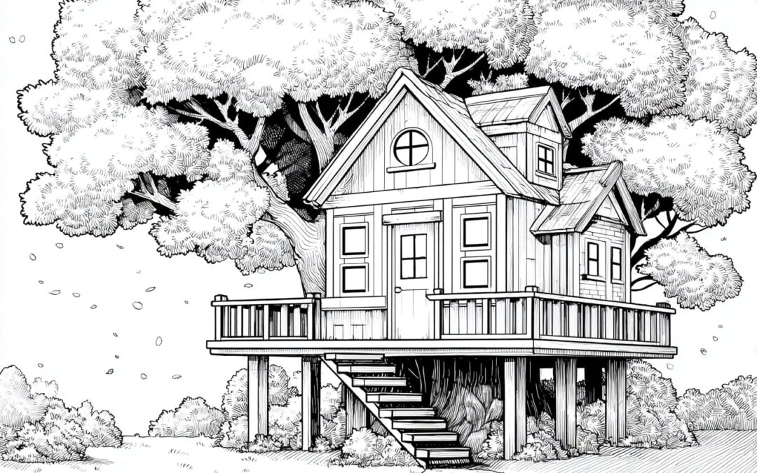 Large Tree House Coloring Picture
