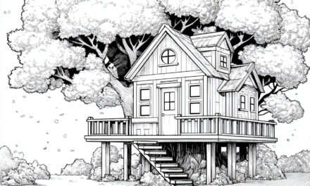 Large Tree House Coloring Picture