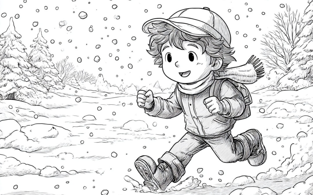 Child Running in the Snow