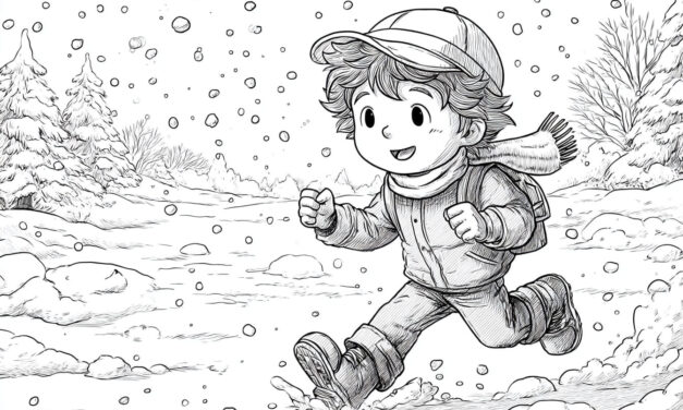 Child Running in the Snow