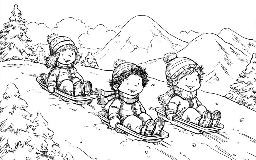 Kinder fahren Schlitten 3