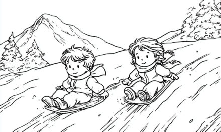 Junge & Mädchen fahren Schlitten