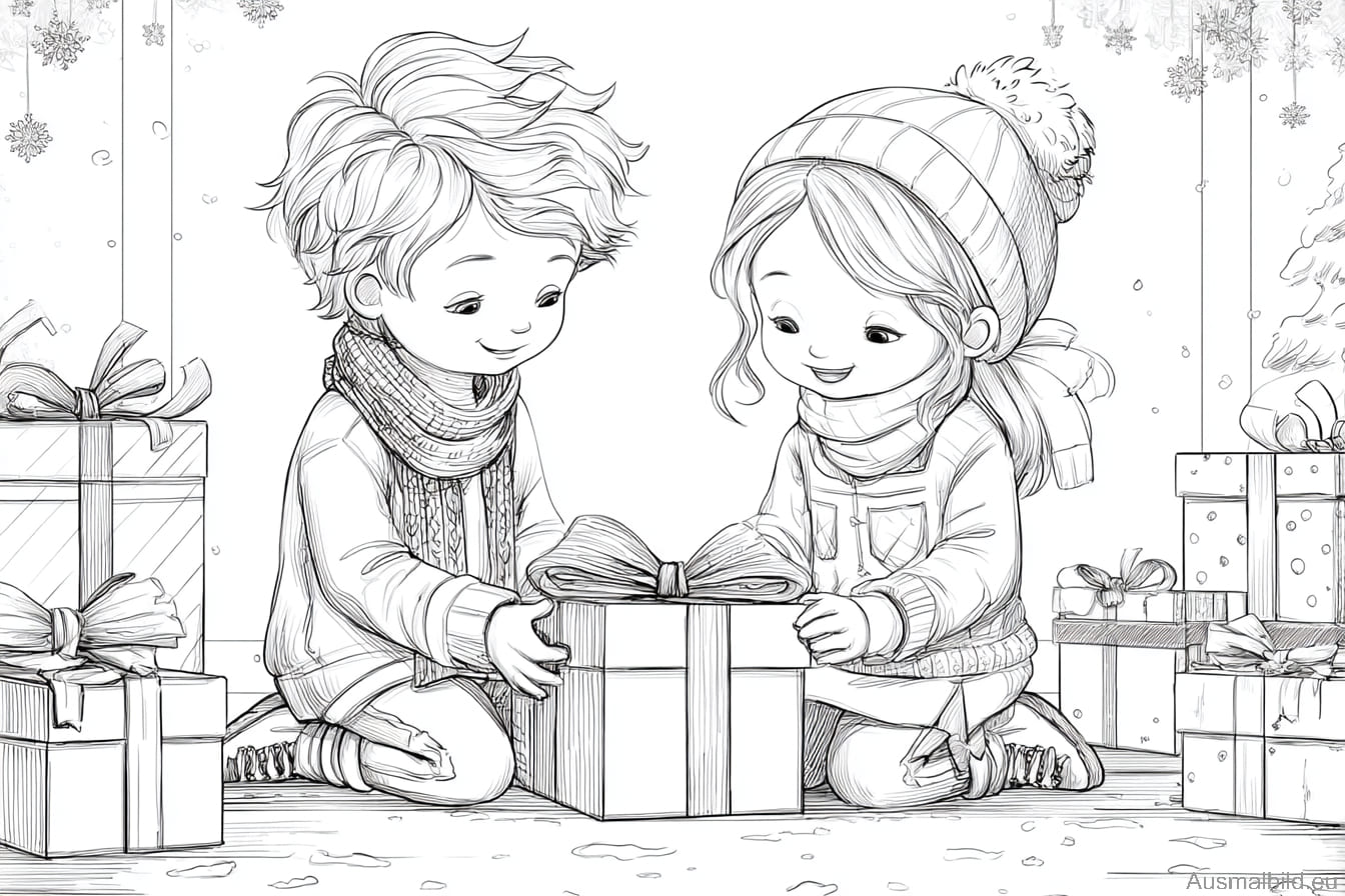 Children open Christmas presents Children open Christmas presents