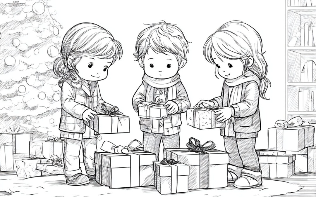 Siblings Open Christmas Presents