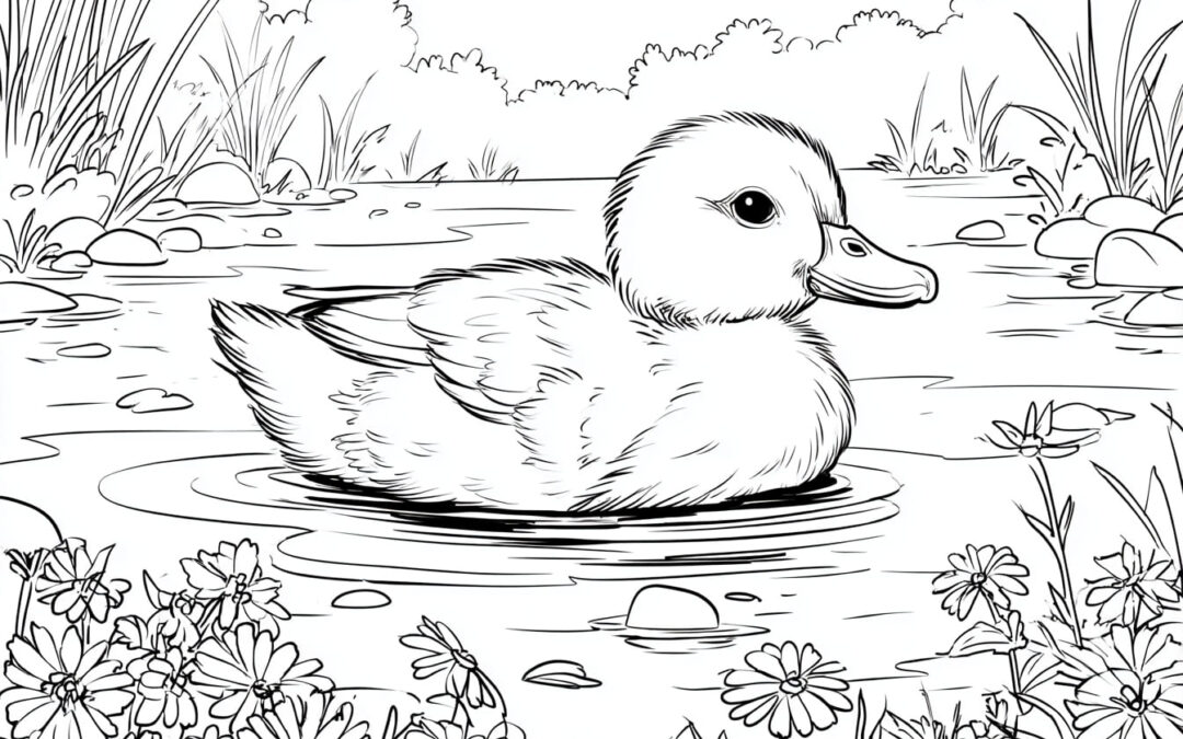 Kleine Ente schwimmt auf einem Teich