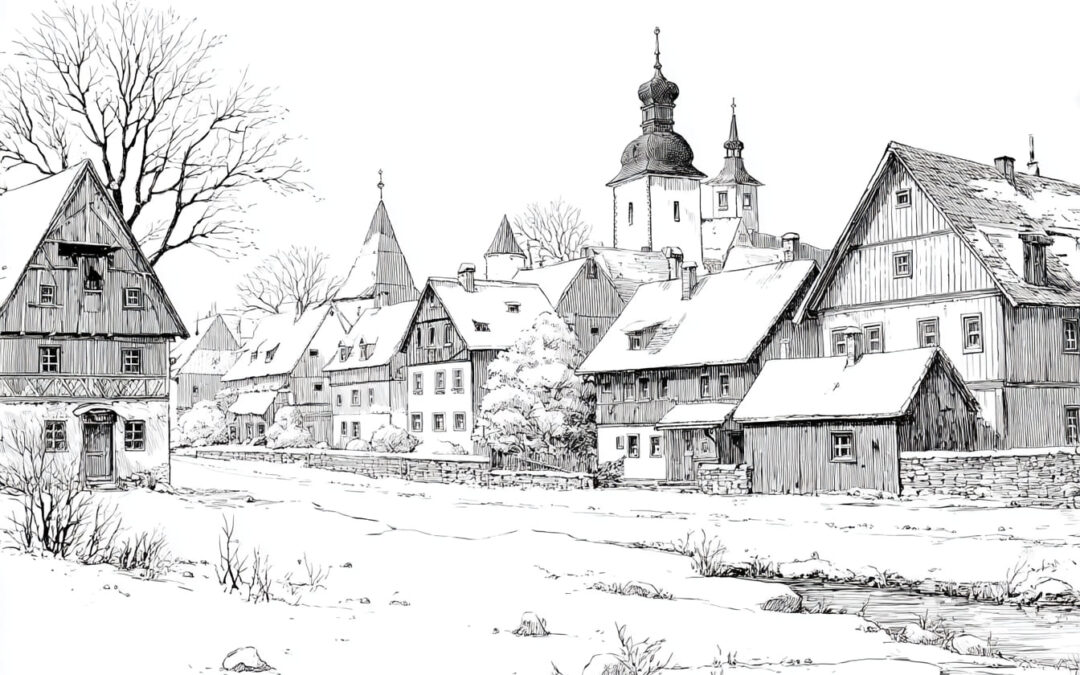 Snowy Bavarian Village