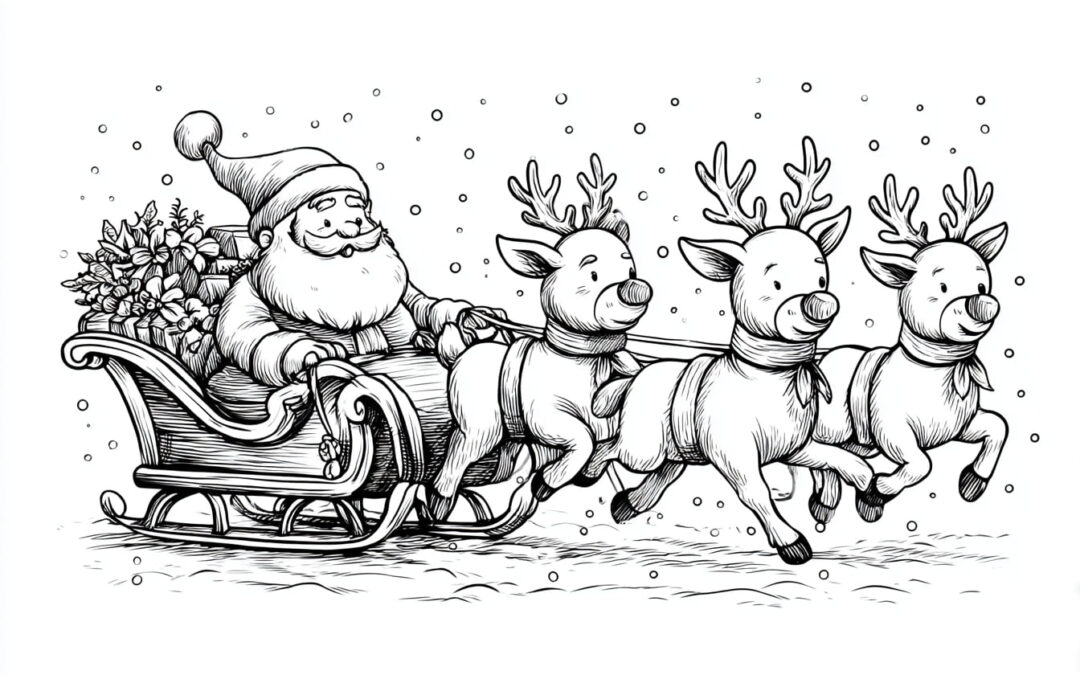 Santa Claus in a reindeer sleigh