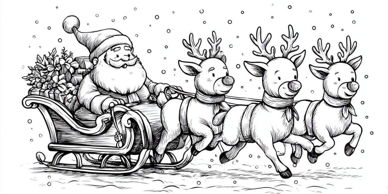 Santa Claus in a reindeer sleigh
