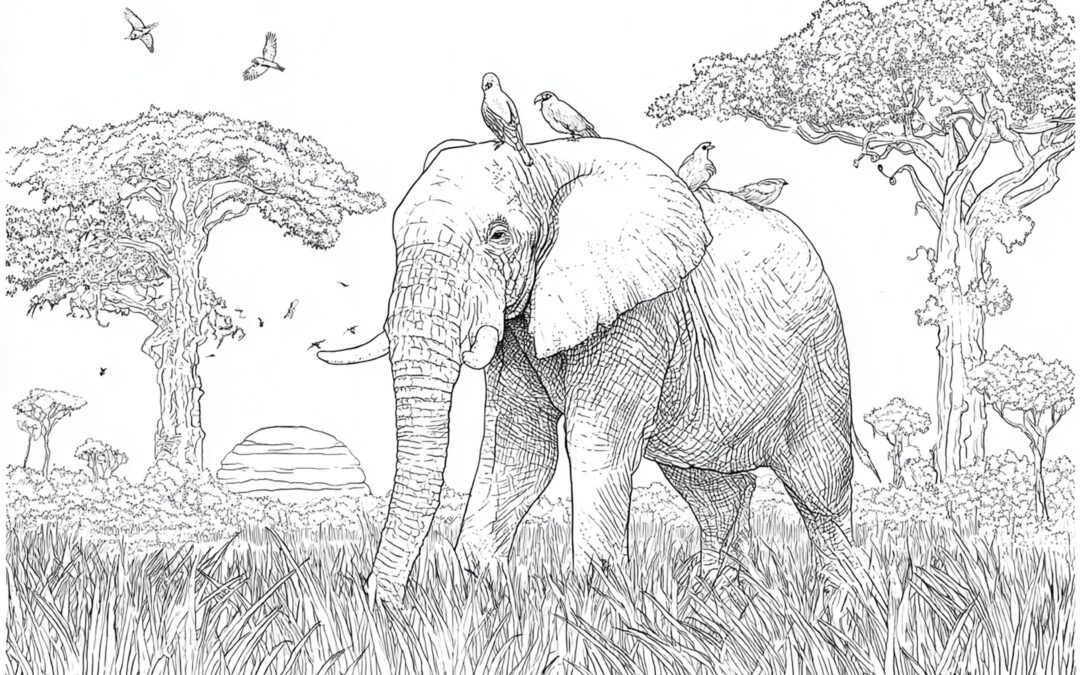 Elefant Wandert Durch Dichtes Savannengras