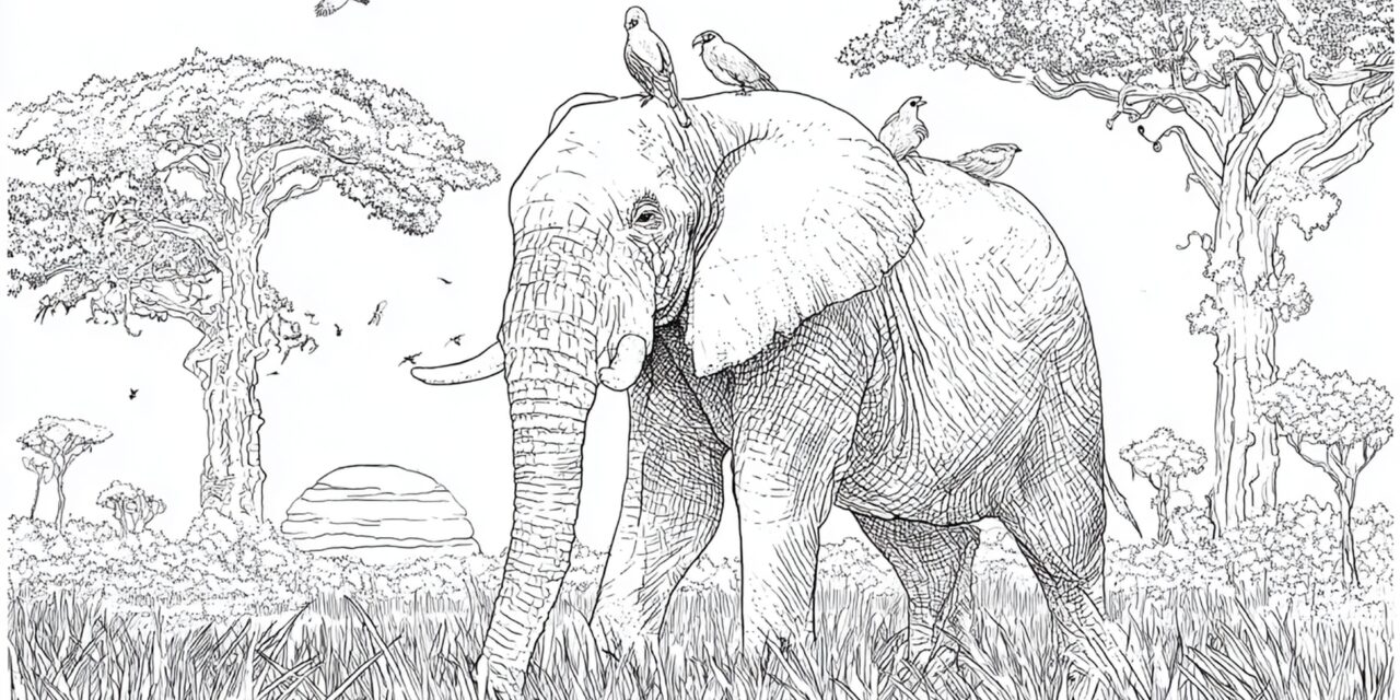 Elefant Wandert Durch Dichtes Savannengras