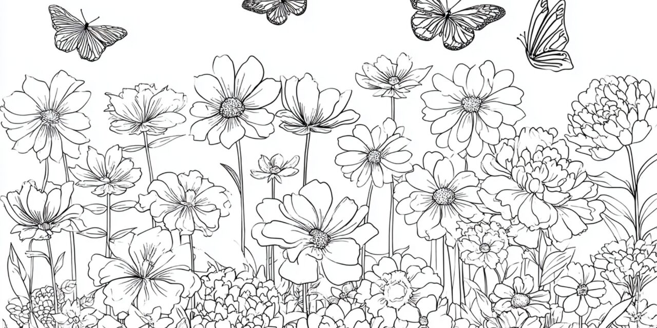 Blumengarten Mit Schmetterlingen