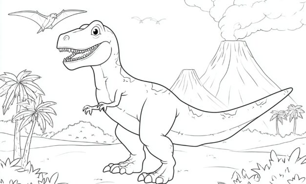 Fröhlicher T Rex Steht In Prähistorischer Landschaft