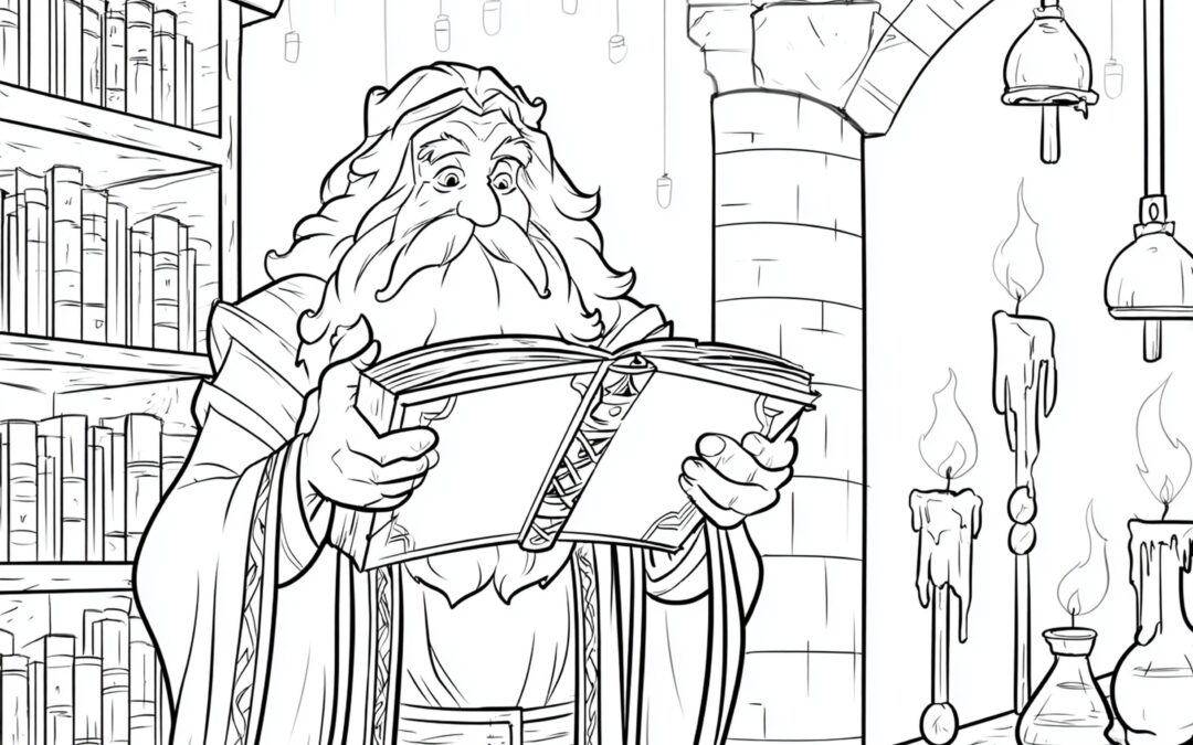 Langbärtiger Zauberer Mit Zauberbuch