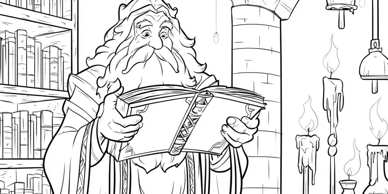 Langbärtiger Zauberer Mit Zauberbuch