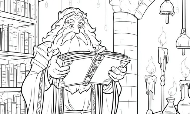 Long-bearded wizard with spell book