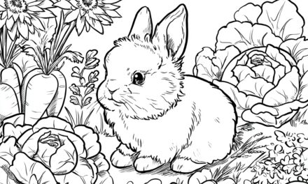 Cute little rabbit in the vegetable garden