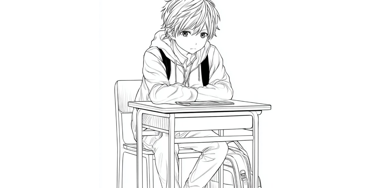 Anime Junge Am Schultisch