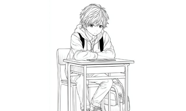 Anime Junge Am Schultisch