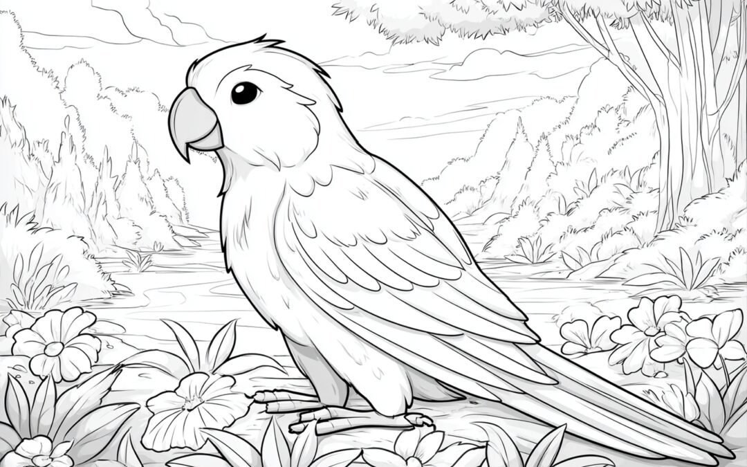 Papagei Zwischen Blumen