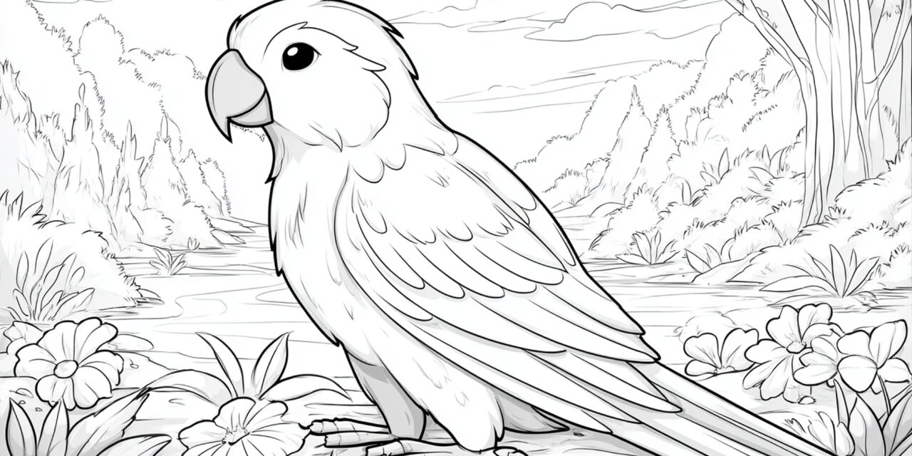 Papagei Zwischen Blumen