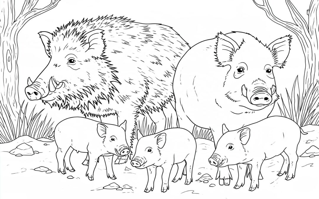 Wildschwein Mit Frischlingen