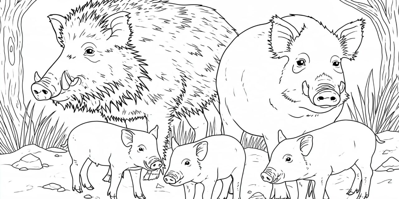 Wild Boar with Piglets