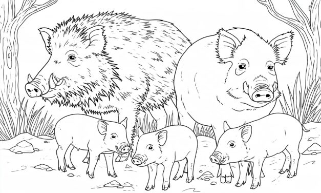 Wild Boar with Piglets
